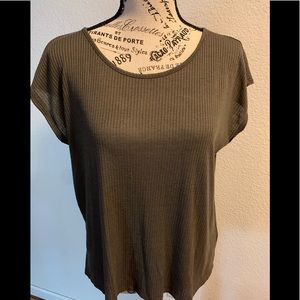 Forever 21 Green Ribbed Top Size Large
